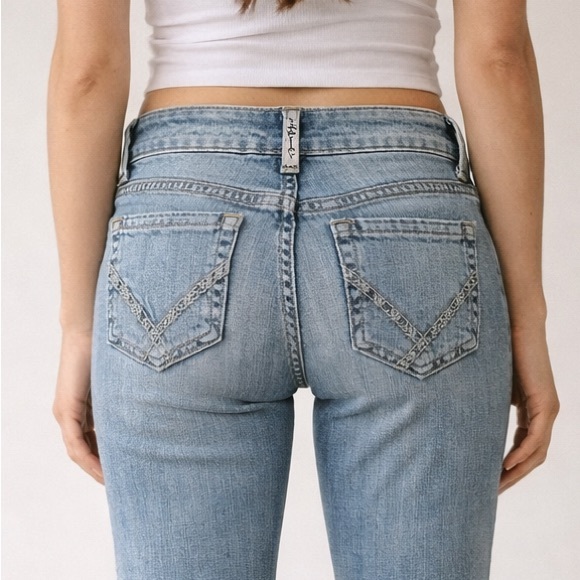 Ariat REAL Denim Flare Jeans Raw Hem Light Wash Western Boho Size 25S - Picture 2 of 9